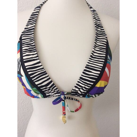 Bleu Rod Beattie Bikini Triangle Top Striped Geometric Swimwear - Picture 3 of 7